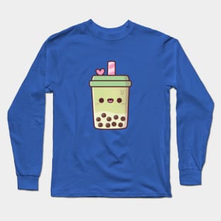 Cute Matcha Latte Boba Tea Long Sleeve T-Shirt